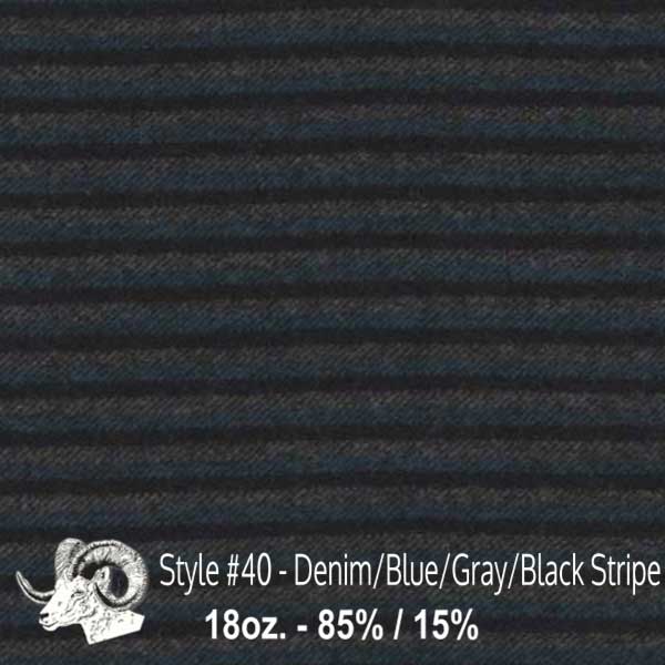 Johnson Woolen Mills swatch - denim blue, gray, black stripe 