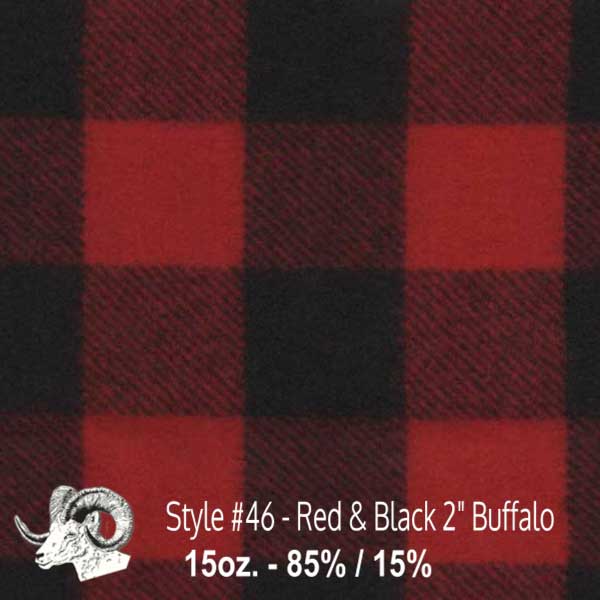 Johnson Woolen Mills Wool Swatch Red & Black 2 inch buffalo squares