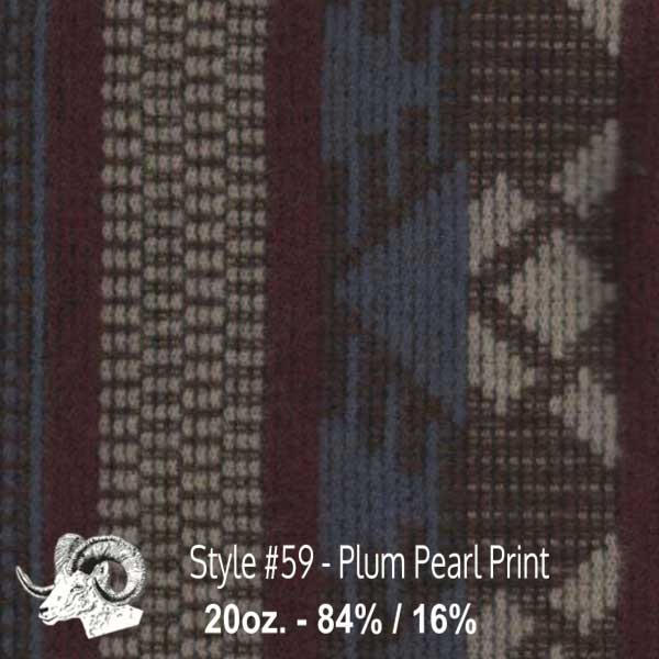 Johnson Woolen Mills Wool Swatch plum/beige slate blue print