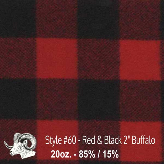 Johnson Woolen Mills Wool Swatch Red & Black 2 inch Buffalo small stag image