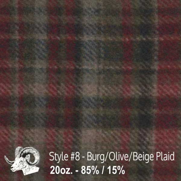 Wool Fabric By The Yard - 8 - Burgundy, Olive, & Beige Plaid