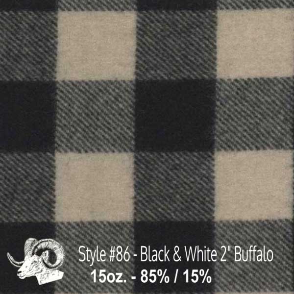 Johnson Woolen Mills swatch - black and white 2" buffalo print