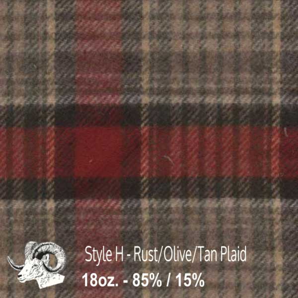 Wool Swatch - H - Rust, Olive, & Tan Plaid