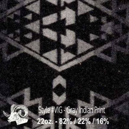 Johnson Woolen Mills swatch - grey geometric print 