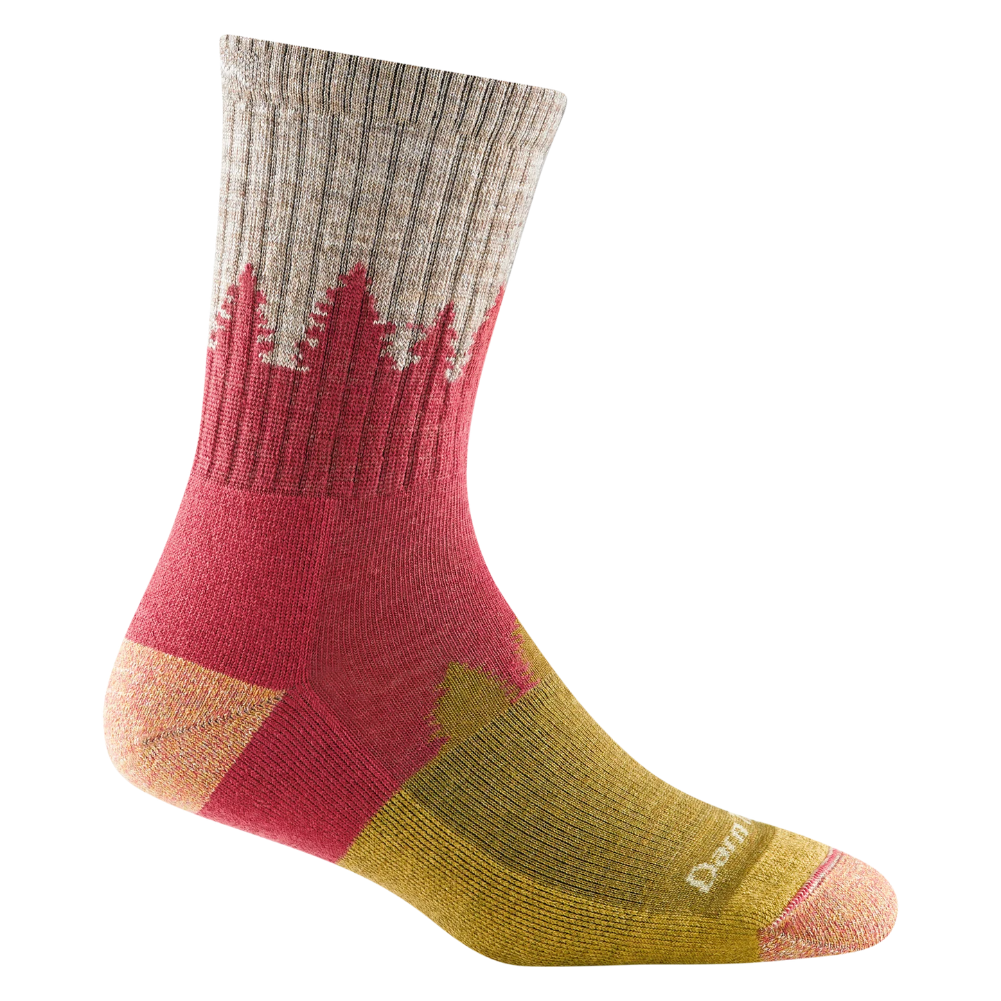 Darn Tough Womans Treeline Micro Crew Midweight Hiking Sock, Cranberry & shades of brown, side view