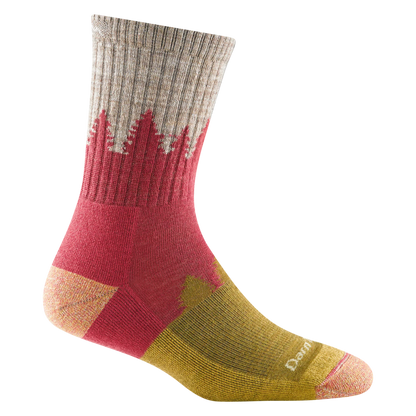 Darn Tough Womans Treeline Micro Crew Midweight Hiking Sock, Cranberry & shades of brown, side view
