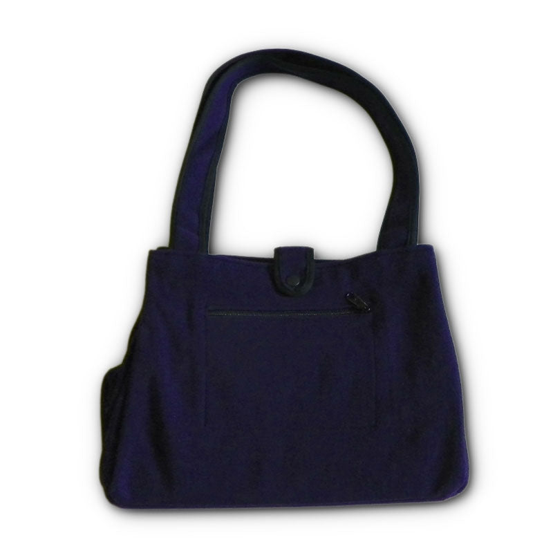 Johnson Woolen Mills Tote Bag with nylon lining and snap closure - deep purple