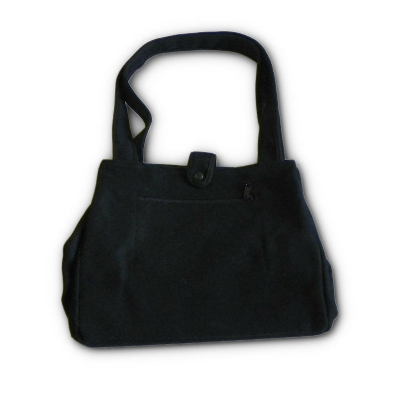Large Tote Bag, Night NavyLarge Tote Bag, with canvas lining inside pocket and outside zip pocket, navy night with handle, front view with handle, front view
