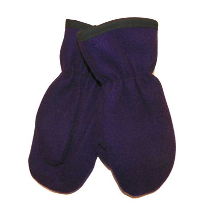 Mitten with tricot lining, deep purple, front & back view