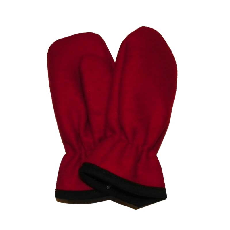 Mitten with tricot lining, Bright Scarlet, front & back view