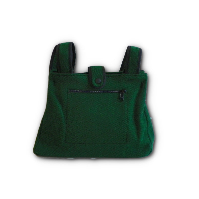 Medium Tote Bag, with canvas lining inside pocket and outside zip pocket, bright green twill with handle, front view