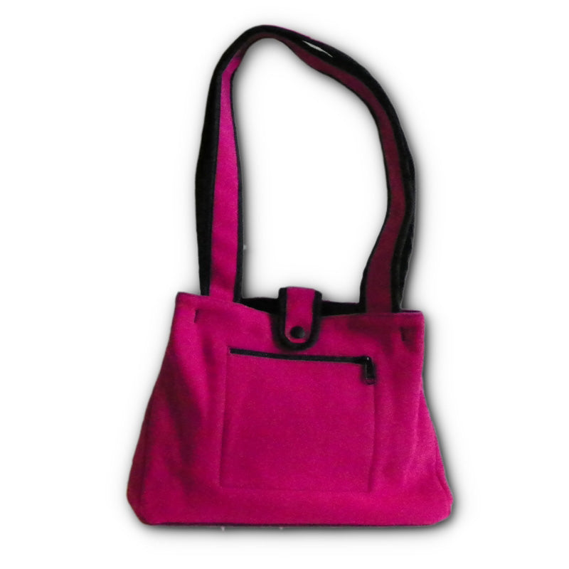 Johnson Woolen Mills Medium Tote Bag with nylon lining and snap closure - bright pink