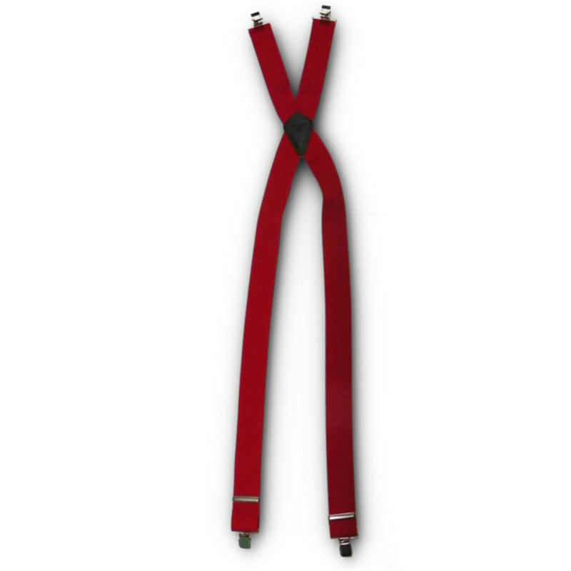 Suspenders Red, with adjustable straps & metal clips