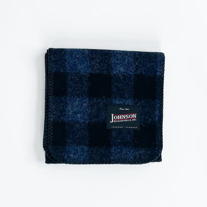Scarf Wool Blue Denim blue/black check front view