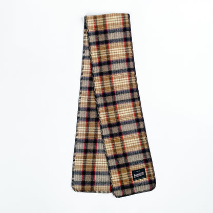 Wool scarf, gold, black and red plaid