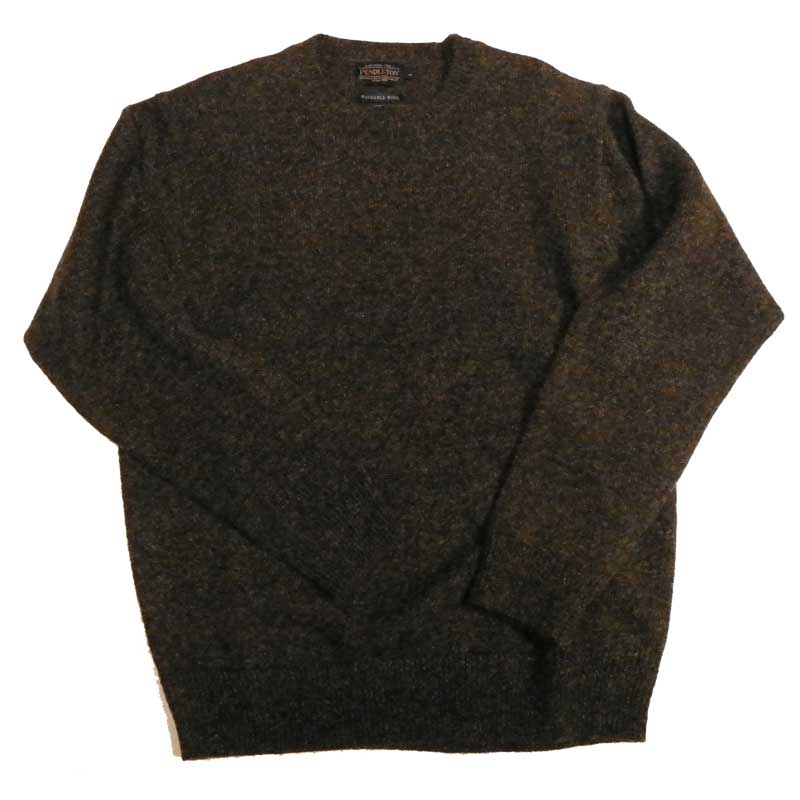 Pendleton Shetland Wool Crewneck Sweater, Dark Brown Mix, front view