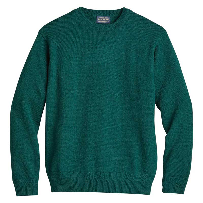 Pendleton Shetland Wool Crewneck Sweater, Pine Green, front view