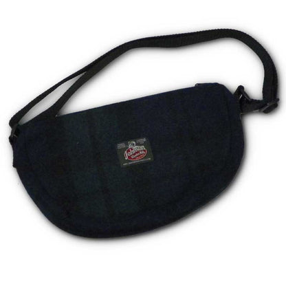 Sidewinder bag, with belt loop and shoulder strap, shown in navy, green and black plaid