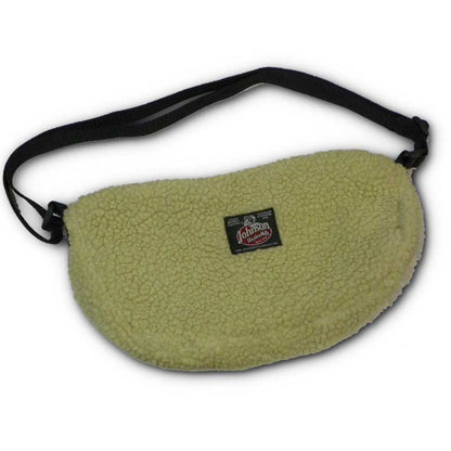 Sidewinder bag, with belt loop and shoulder strap, shown in green sherpa