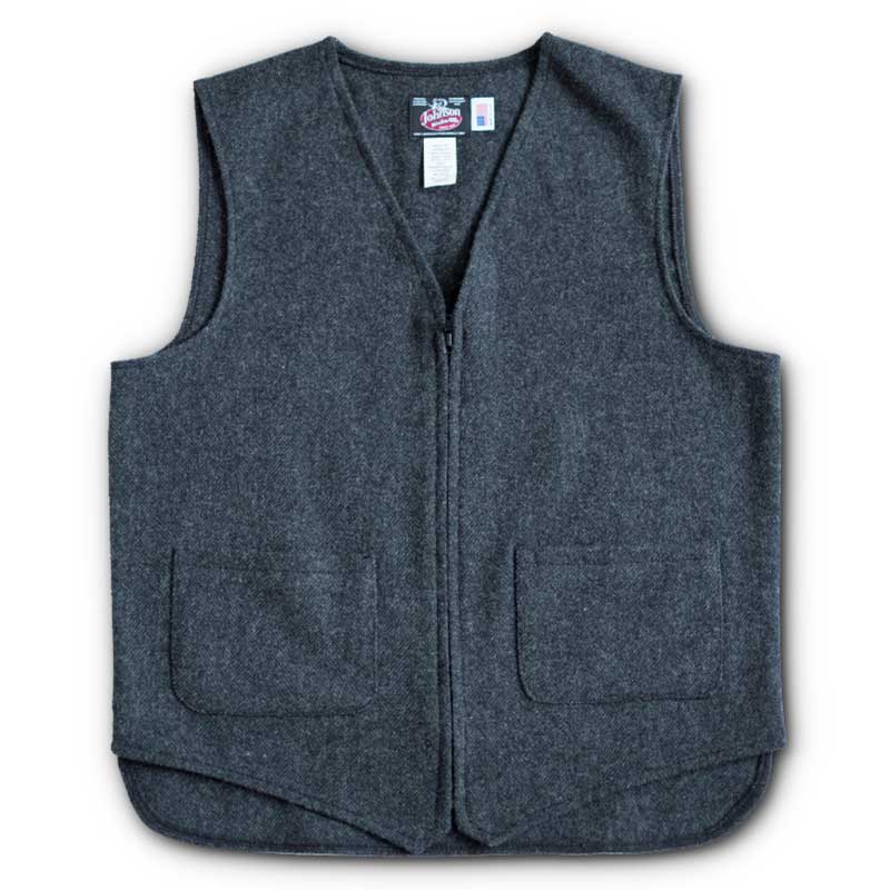 Vest Gray Herringbone, zipper front, two lower pockets & adjustable back