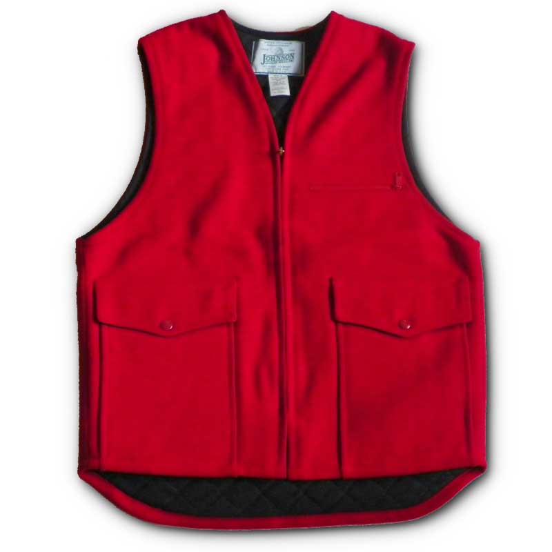 Vest with tricot lining, Bright Scarlet, zipper front, two large pockets and chest pocket, front view