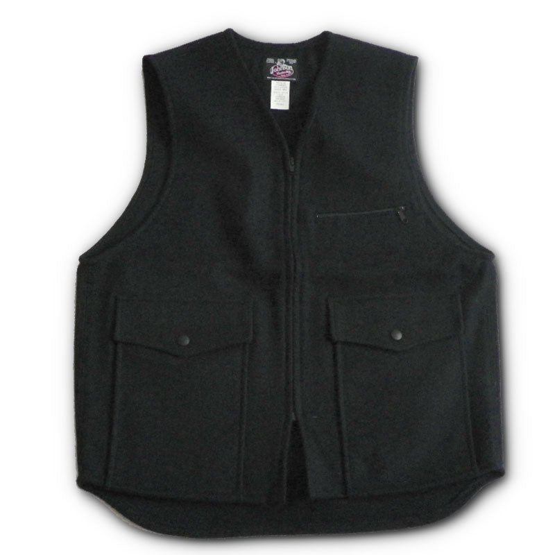 JWM Unlined Wool Vest, Navy Blue, 2 large front pockets, 1 small zip pocket