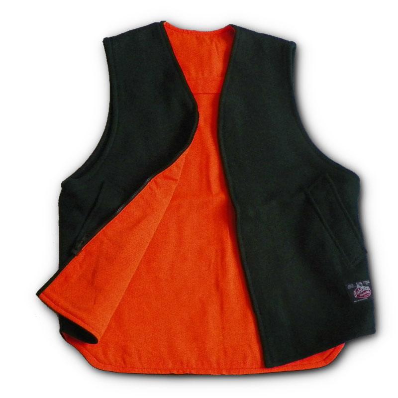 Vest Reversible, Adirondack, Spruce Green, zipper front with two lower pockets, open front view