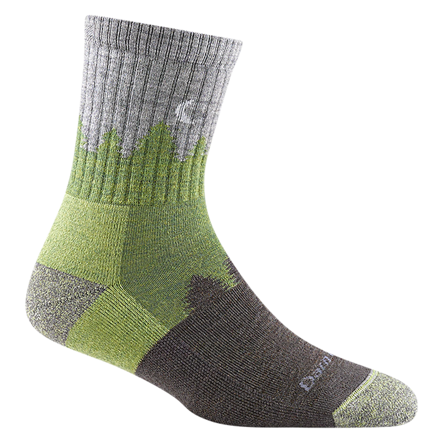 Darn Tough Womans Treeline Micro Crew Midweight Hiking Sock, Lavender with shades of green & gray, side view